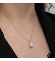 Beyaz Krstal Taşlı  925 Ayar Gümüş Kadın Kolye