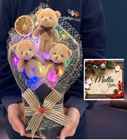 Yılbaşı Hediyesi Renkli Led Işıklı Büyük Boy Peluş Ayıcık Buketi Yeni Yıl Hediyesi