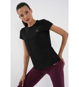 Tommy Life Siyah Basic Kısa Kol Standart Kalıp O Yaka Kadın T-Shirt - 97144