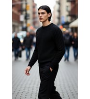 Unisex Casual Regular Fit Bisiklet Yaka Saç Örgü Desenli Kalın Triko Kazak Kış Kombinleri İçin İdeal