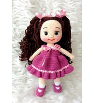 Fuşya Pamuk Şekerim Bebek Amigurumi Organik Oyuncak