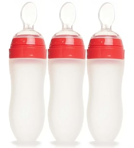 Bebedor Silikon Kaşıklı Biberon 120ML +6 Ay Şeffaf (Kod:7509) (3 Lü Set)