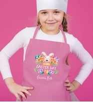 BK Gift Kişiye Özel Paskalya Bayramı Pembe Çocuk Mutfak Önlüğü-7