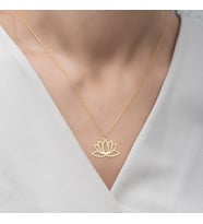 Altın Kaplama Lotus Çiçeği Gümüş Kolye