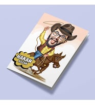 Kişiye Özel Attaki Kovboy Karikatürlü Tebrik Kartı