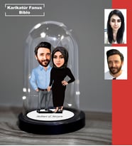 KİŞİYE ÖZEL EVLİ, SEVGİLİ, ÇİFT , GELİN DAMAT TESETTÜRLÜ TASARIMLI IŞIKLI KARİKATÜR FANUS BİBLO  FN18
