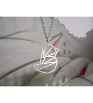 925 Ayar Gümüş  Origami Tilki Kolye