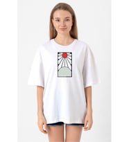 Demon Slayer Anime Crest Earring Demon Beyaz Kadın Oversize Tshirt