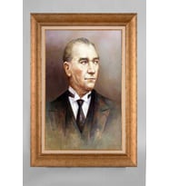 Altın Varaklı Paspartulu Çerçeveli Atatürk Tablo sd641