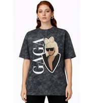 Tasarım Lady Gaga Şarkıcı Baskılı Unisex Oversize Vintage Yıkamalı Tişört