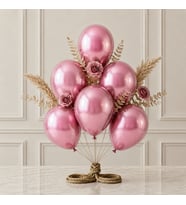 Pembe Renk Lateks Metalik Balon (30 cm) - 6 Adet