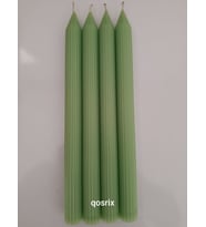 qosrix 4'lü Açık Yeşil Şamdan Soya Mumu 1. Kalite Soya Doğal Vanilya Kokulu Uzun Çubuk Konik Mum Dekoratif