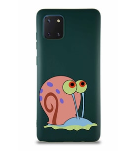 Samsung Galaxy A81 Soft Premier Kapak Salyangoz Gary Tasarımlı Silikon Kılıf - Yeşil (Şeffaf)