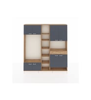Arges Dolap 12 Raflı Tek Çekmeceli 8 Kapaklı 220x30x243 Çam-Antrasit/Çam