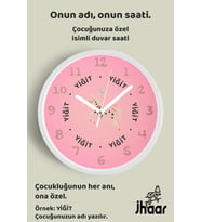 İsme Özel Büyülü At Çocuk Odası Duvar Saati Orta Boy 30 cm Beyaz Camlı Sessiz
