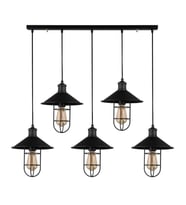 Rsylight Retro Rustik Metal Masa Üstü Dekoratif  Kafesli 5 Li Siyah Sıralı Avize