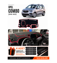OPEL COMBO (2018-2023) Uyumlu Torpido Örtüsü Torpido Kılıfı - Siyah Kırmızı