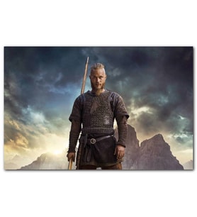 Cakatablo Vikingler Kayalıklar ve Bulutlu Ragnar Lodbrok MDF Tablo