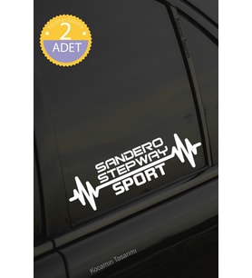 Dacia Sandero Stepway Nabız Kalp Atışı Ritim Sandero Stepway Araç Uyumlu Oto Sticker 2 Adet Beyaz 20*7CM