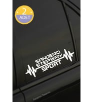 Dacia Sandero Stepway Nabız Kalp Atışı Ritim Sandero Stepway Araç Uyumlu Oto Sticker 2 Adet Beyaz 20*7CM