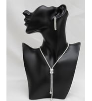 ​Zirkon Taşlı Lüks Abiye Gerdanlık ve Küpe Takı Seti (Silver)