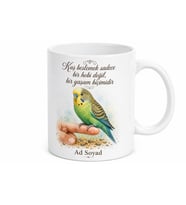 Kuş Besleyen Kanatlı Dost Papağan Kanarya Kafes Arkadaşı Baskılı Porselen Kupa Bardak Hediye