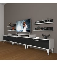 Decoraktiv Ekoflex 270R Slm Silver Tv Ünitesi Tv Sehpası - Beyaz Siyah (Siyah - Beyaz)