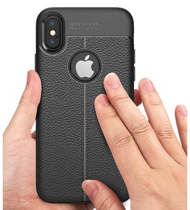 Apple iPhone X Kılıf Esnek Pu-Deri Leather-Pu Serisi Protected Case (Siyah)