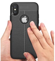 Apple iPhone X Kılıf Esnek Pu-Deri Leather-Pu Serisi Protected Case (Siyah)