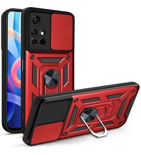 Coverzone Xiaomi Redmi 10 2022 ?le Uyumlu PhoenixShield S�rg�l� Sistem Kamera Korumal? Kapak Tam Koruma Manyetik Vega Kapak K?rm?z?