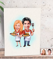 BK Gift Kişiye Özel Sevgililer Karikatürlü Dekoratif Mini Kanvas Tablo 15x20cm-57