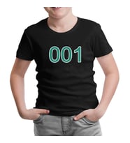 Squid Game-Number 001 Siyah Çocuk Tshirt