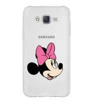 Samsung Galaxy J7 Kapak Minnie Mouse Tasarımlı Şeffaf Silikon Kılıf