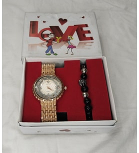 Kadın Kol Saati + Bileklik Hediye Kutulu (Rose Gold Altın)