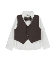 Civil Boys Papyonlu Yelekli 2-5 Yaş Gömlek - Kahve
