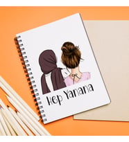 Kız Arkadaş Tesettürlü - Açık ( Hep Yan Yana ) Tasarımlı Defter