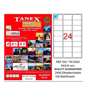Tanex Etiket Tw-2024 64X24 100Lü