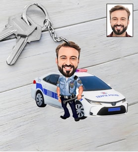Kişiye Özel Trafik Polisi Tasarımlı Karikatür Anahtarlık 117
