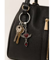 Gotik Kırmızı Kalp Kanatlı Anahtarlık Metal Tasarım Unisex