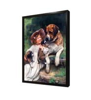 Çocuk ve Köpekler Çerçeveli Mdf Tablo