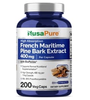 NusaPure (Ösg Özel Sporcu Gıdaları) French Maritime Pine Bark Extract+Bioperine 400mg per 200 Veggie Capsul.51.