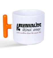 Kayınvalide İkinci Anne Baskılı Turuncu Kulplu T Kupa