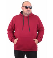 Starbattal Büyük Beden Erkek Basic Sweat Kapüşonlu 11700 BORDO