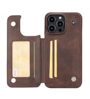 Bouletta Apple iPhone 14 Pro Max Uyumlu Deri Kılıf UBW TN3 (KAHVE)