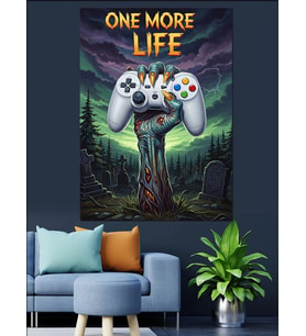 One More Life Oyun Kumandası Dekoratif Kanvas - Mdf Ahşap Tablo