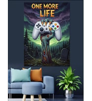 One More Life Oyun Kumandası Dekoratif Kanvas - Mdf Ahşap Tablo