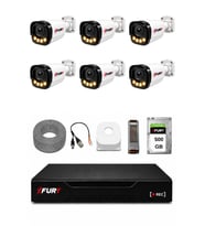 FURY 6 Kameralı Güvenlik Kamera Seti 4 Warm LED Gece Renkli Görüş 500 GB HDD
