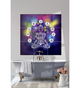 Çerçevesiz Çerçeve Görünümlü 9 Parça Meditasyon Yoga  Buda Pilates  Mdf Tablo Seti Çoklu Baskı Seti ÖZC-MDF9P