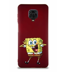Xiaomi Redmi Note 9S Soft Premier Kapak Sünger Bob Tasarımlı Silikon Kılıf - Mürdüm (Şeffaf)
