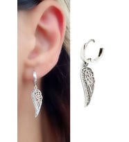 Zirkon Taş Detaylı 925ayar Gümüş Melek Kanadı Figürlü Tek Küpe